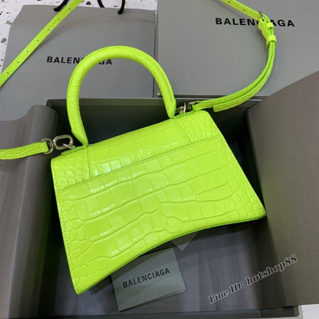 Balenciaga專櫃新款小號手提肩背女包原單沙漏包 巴黎世家螢光綠沙漏包 fyj1420